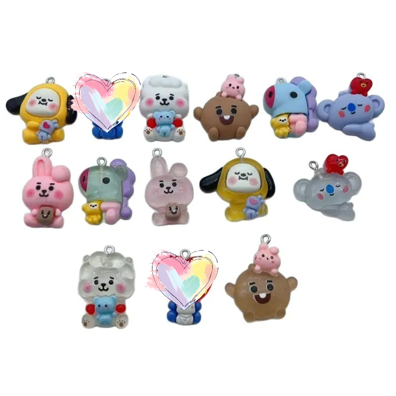 Dog Toys - Portachiavi BT21 in resina trasparente con