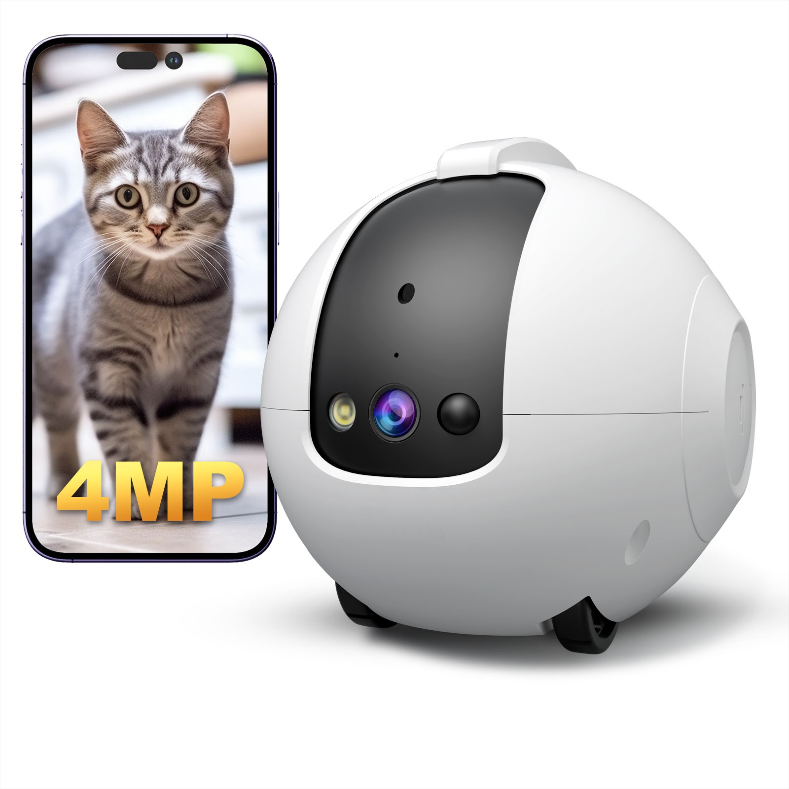 Cat Toys - Telecamera robot per animali domestici 4MP,